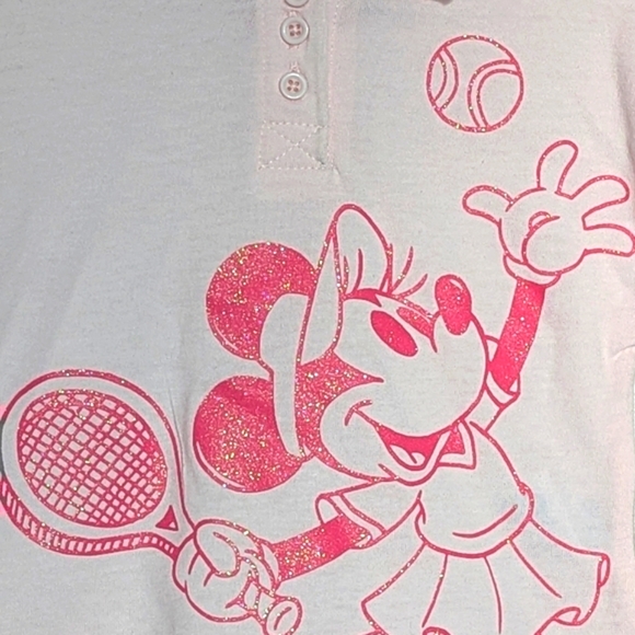 Disney Kids (12 Months) Pink Glitter Minnie Mouse Tennis T-Shirt/Polo Shirt - Picture 4 of 16